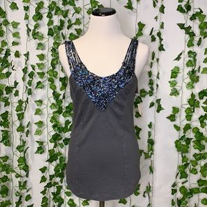 Free People Fitted Tank with Floral Straps